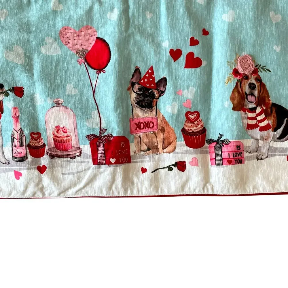 Nicole Miller Valentine's Day Table Runner 16x72 Sweet Treats Dog Party NEW